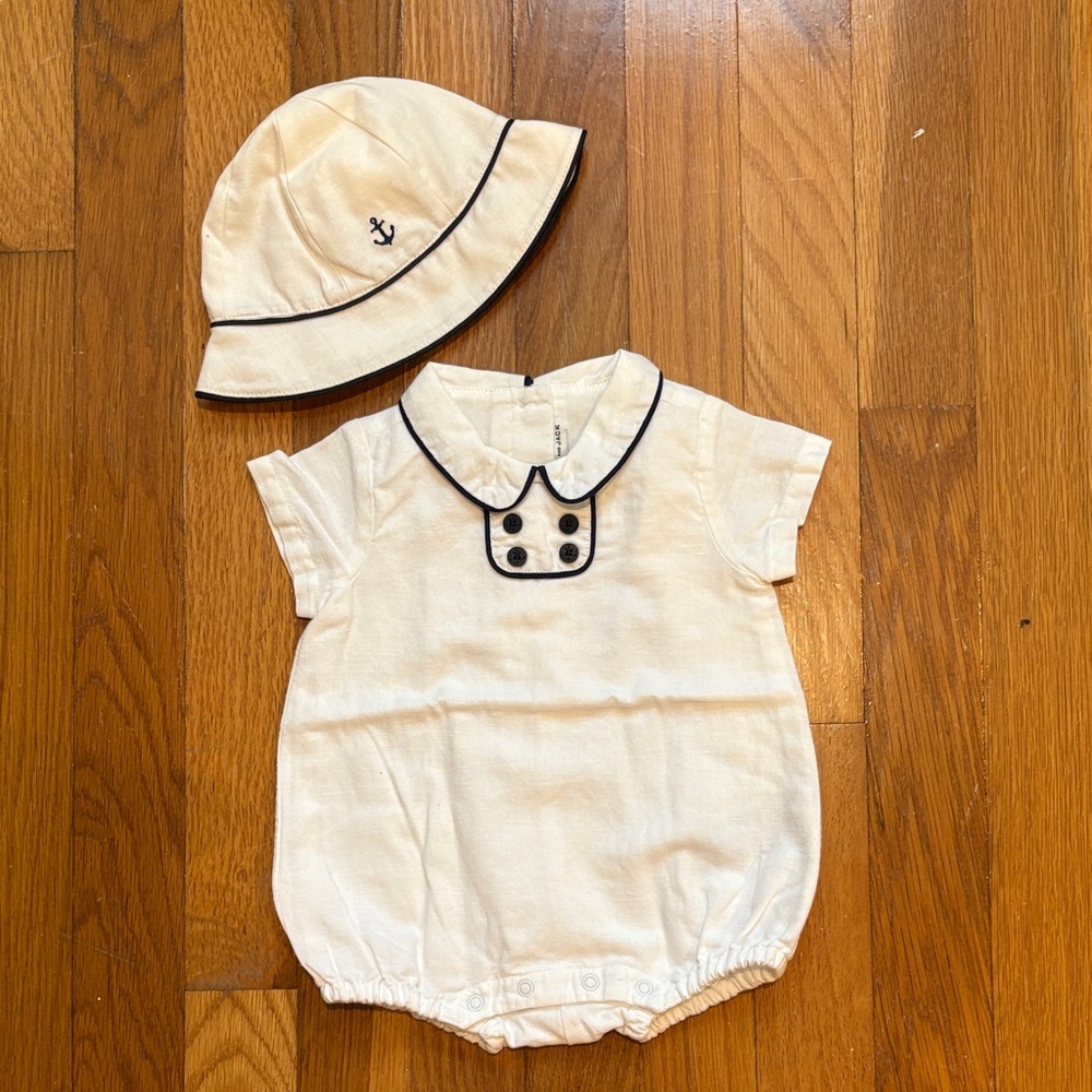 Janie and Jack Cream One Piece with Hat